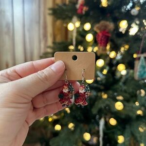 Vintage Christmas Santa Holiday Festive drop handmade earrings